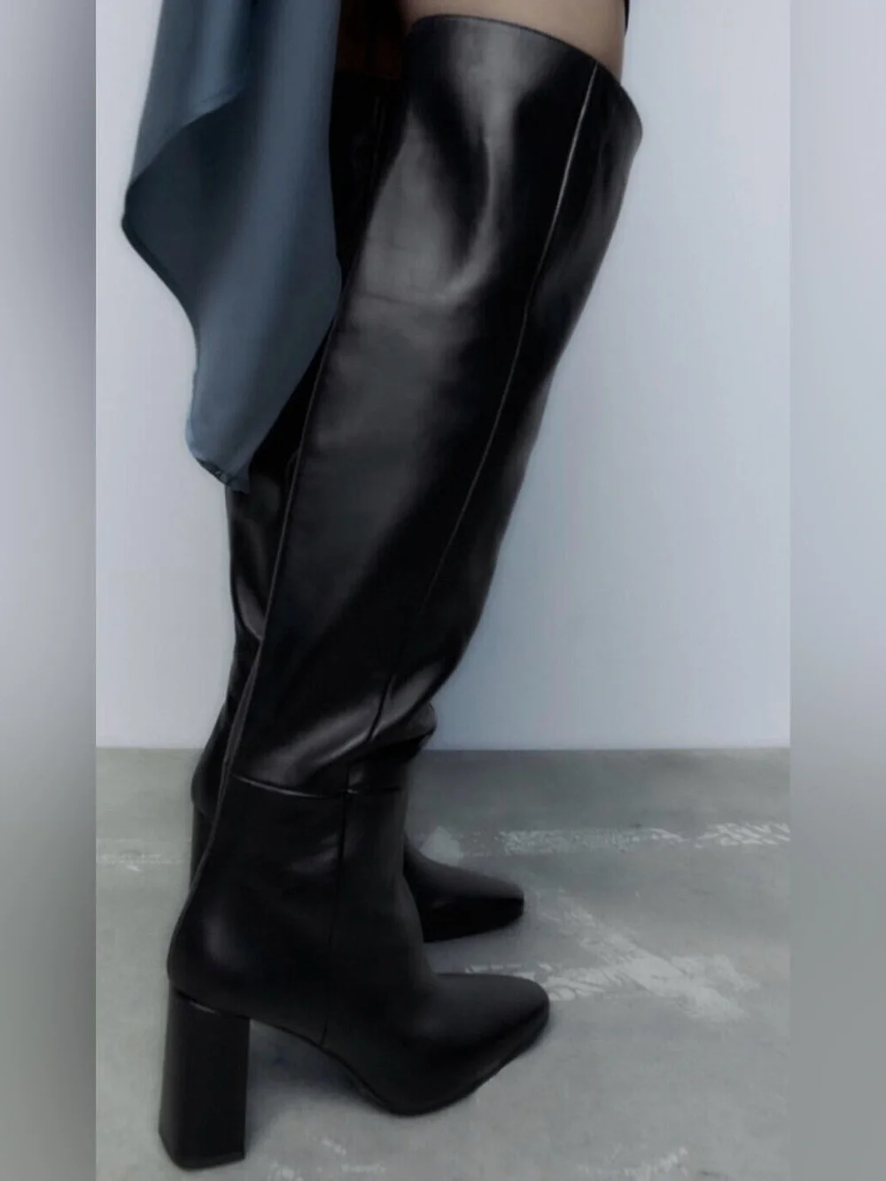 Zara Over The Knee Long Leather Boots